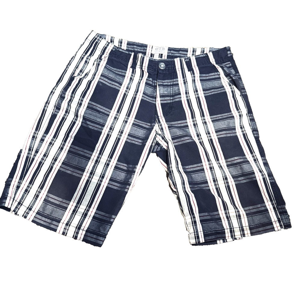 OTB Shorts Mens 34x10 Blue Plaid Bermuda Chino Golf Y2K